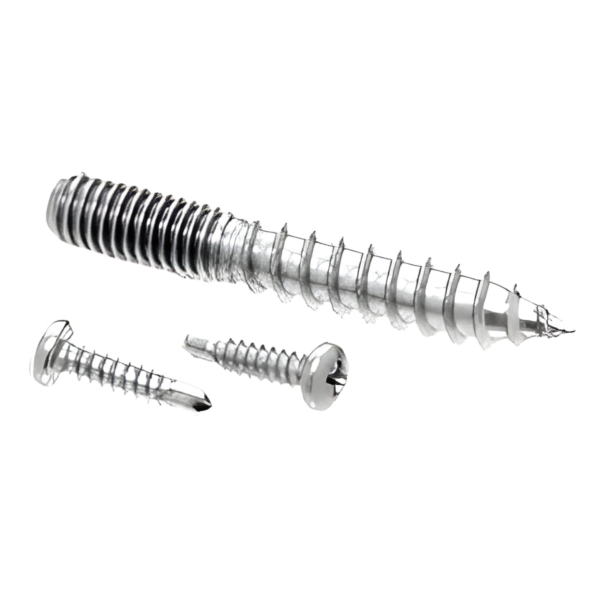 RSP1PS stainless steel screw pack: two self-drilling Phillips pan-head screws and one 3/8"-16 x 3" hanger bolt.
