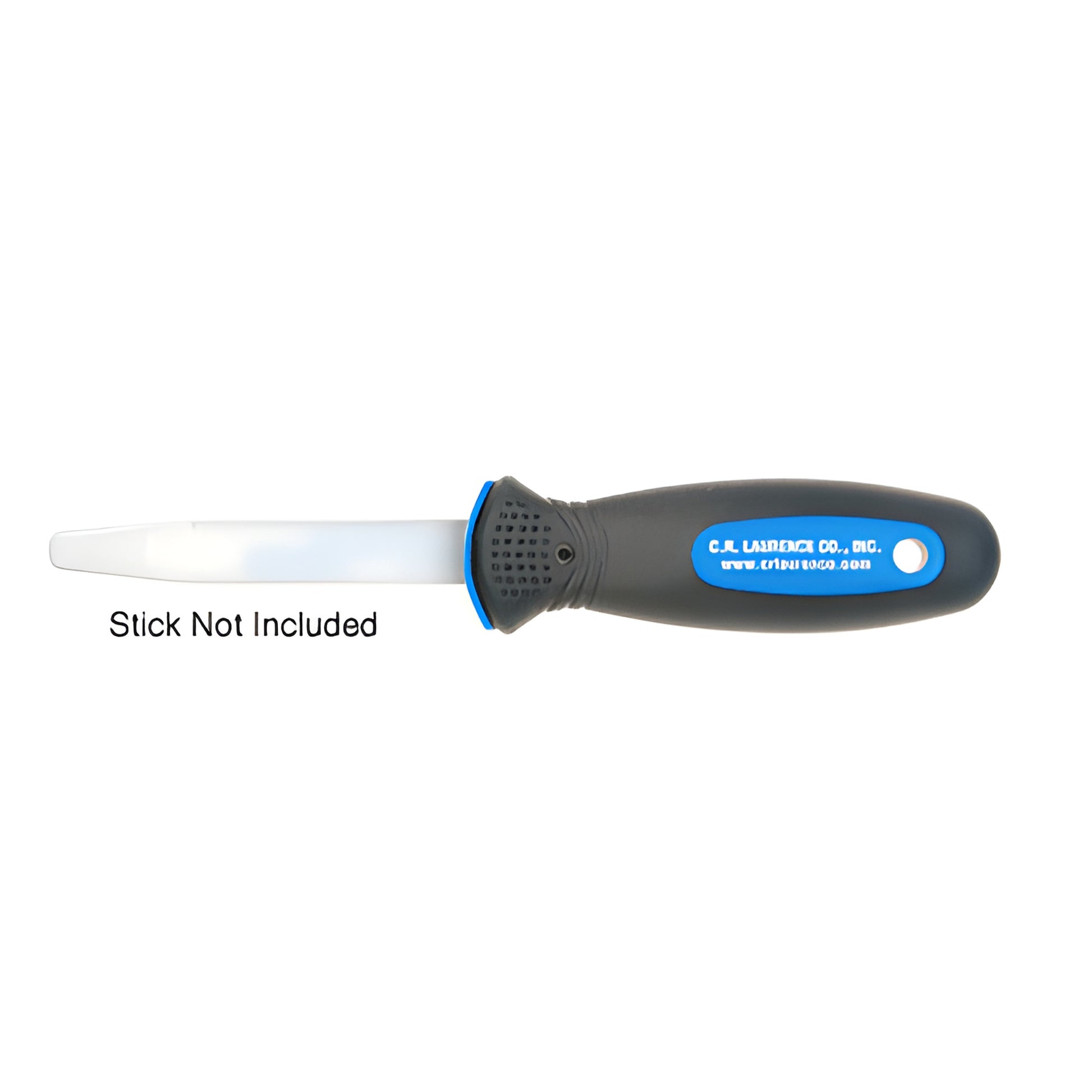 CRL216H gray and blue non-slip stick tool handle, textured grip and hanging hole, shown on white background (stick not includ