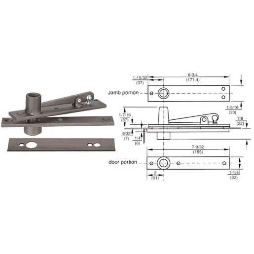 Rixson Heavy-Duty Center-Hung Top Pivot with Dark Bronze Cover Plate for Doors