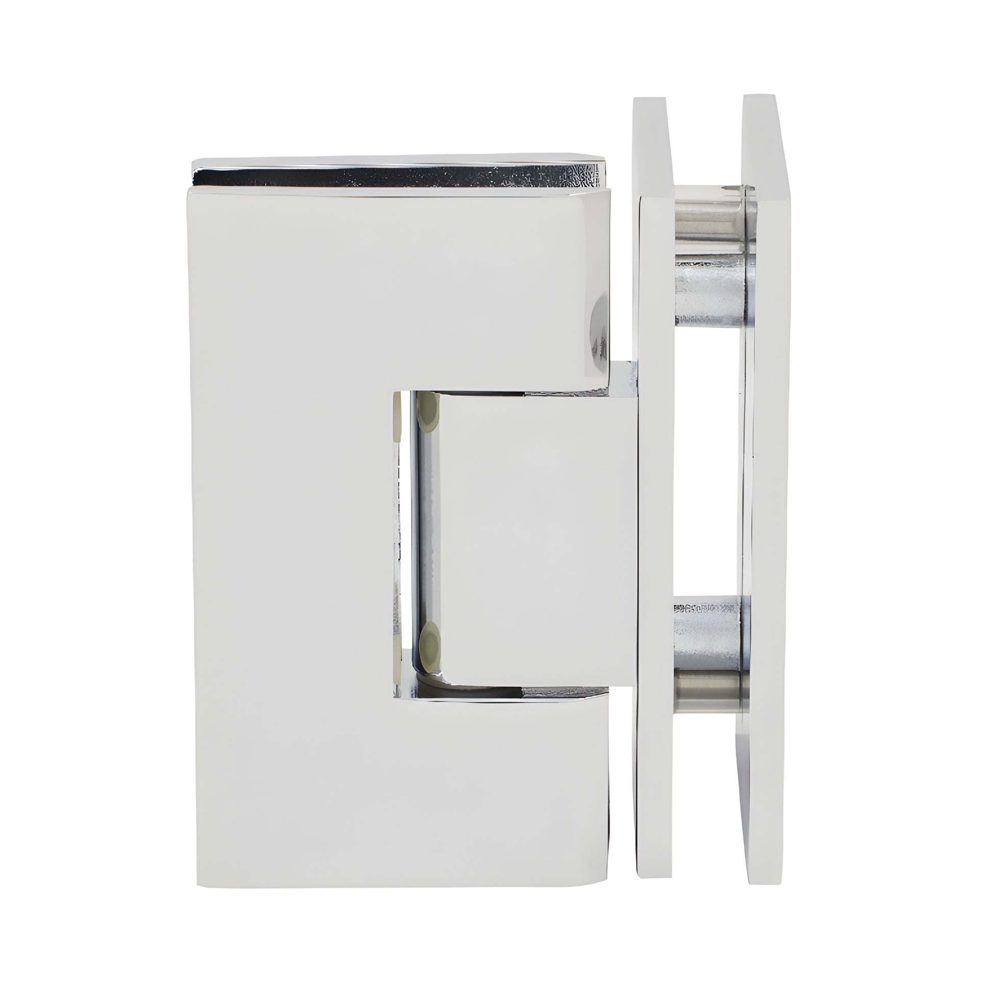 Polished chrome square glass-to-glass shower hinge (GEN092CH), brass, self-centering 90 pivot for 8-12mm glass.
