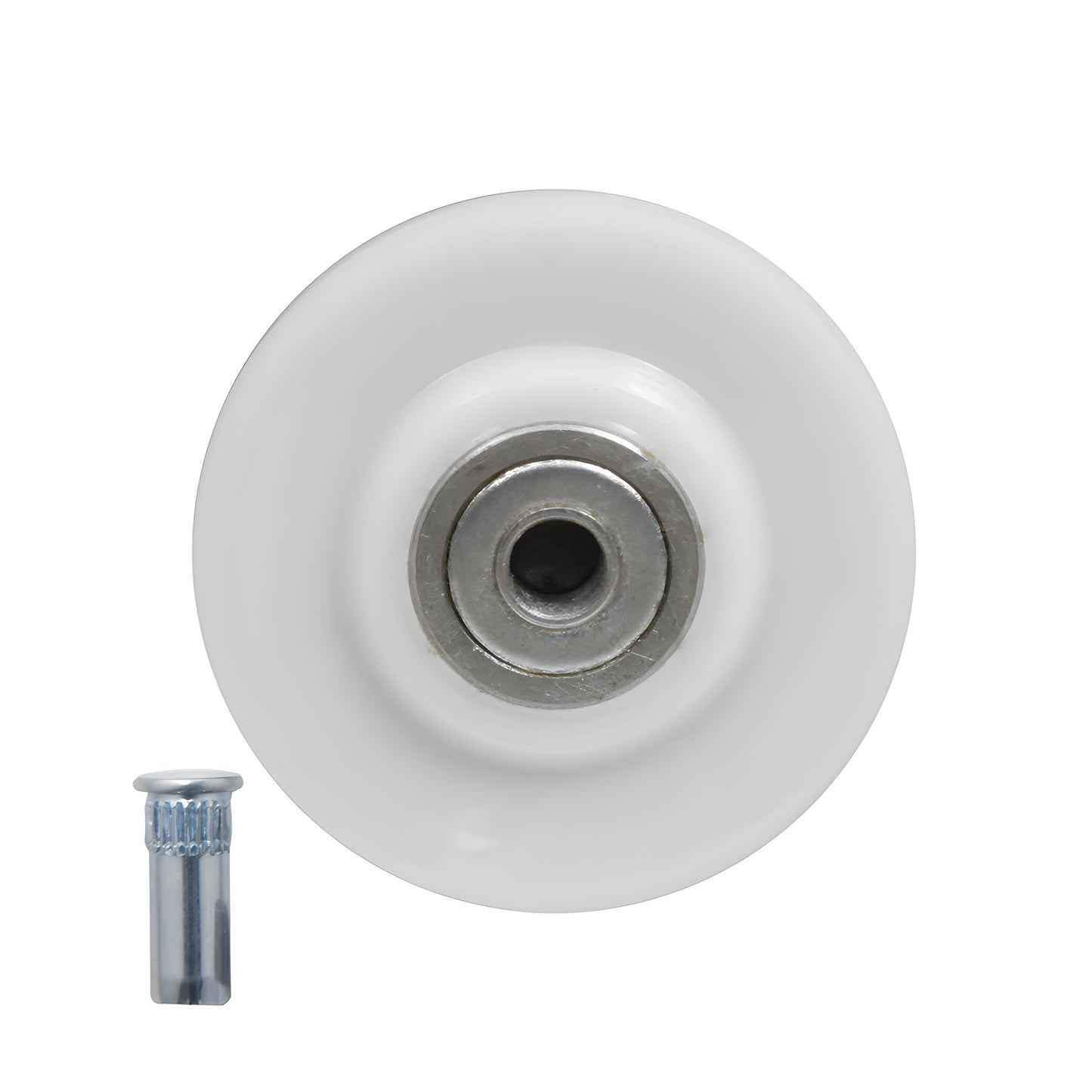 White 2 in concave nylon roller wheel with metal ball bearing, replacement for screen rollers - SKU REPK6N