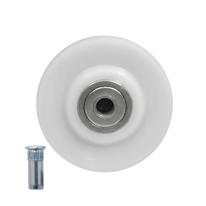 White 2 in concave nylon roller wheel with metal ball bearing, replacement for screen rollers - SKU REPK6N