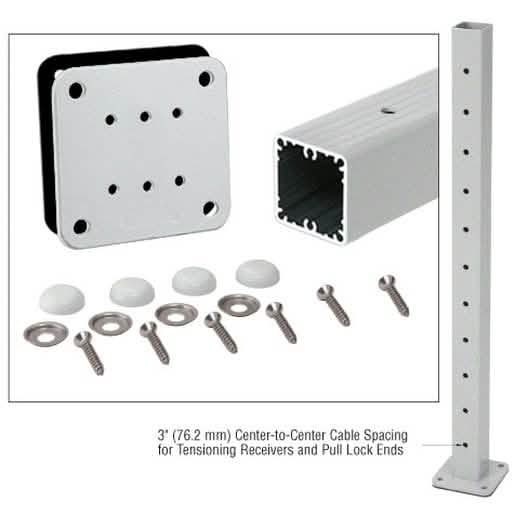 CRL Silver Metallic 42" Cable Receiver Post Kit for Button Terminal End – Sleek, Durable D