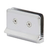 Polished chrome CRL Prima shower door hinge with rear drip plate (sill-mount, beveled edge)