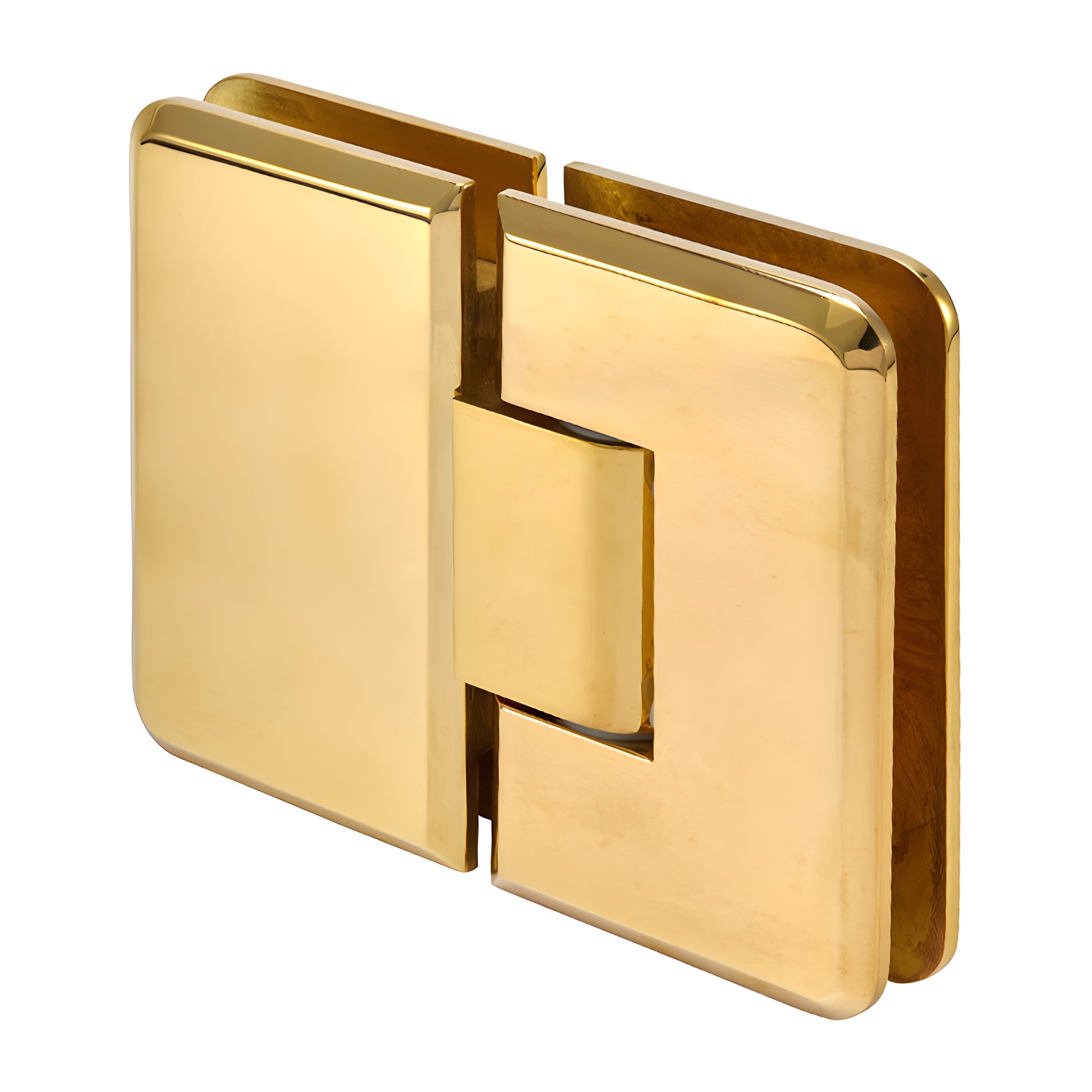 PLY180ULBR unlacquered brass 180 beveled glass-to-glass shower hinge, solid brass, fits 3/8-1/2" tempered glass