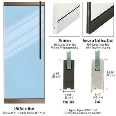 CRL-Blumcraft® 250 Series Dark Bronze Door - 3/4" Tempered Glass