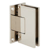 VCT037PN polished nickel solid-brass frameless shower door hinge, wall-mount, self-centering, supports up to 140 lb glass