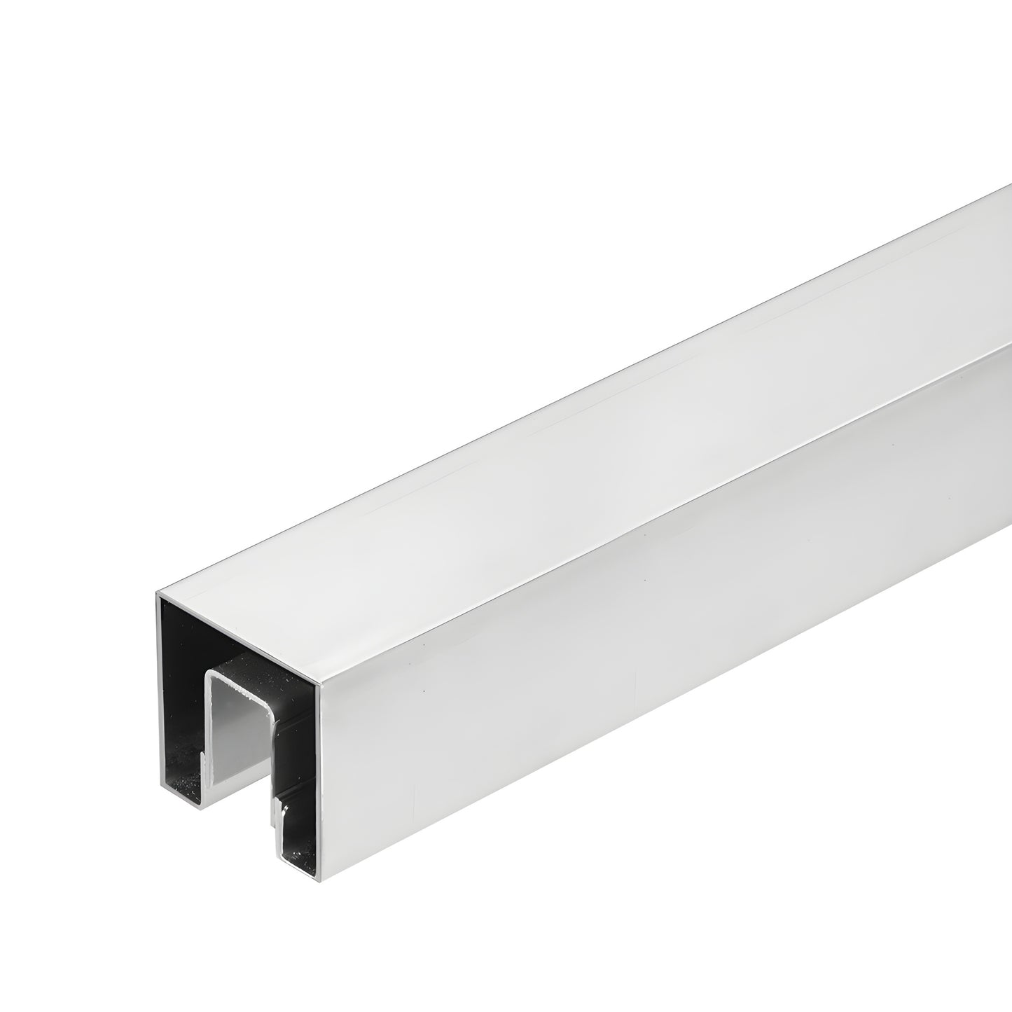GRSC15BS brushed stainless steel 1-1/2" square cap rail for 1/2" (12mm) glass balustrades, 120" length