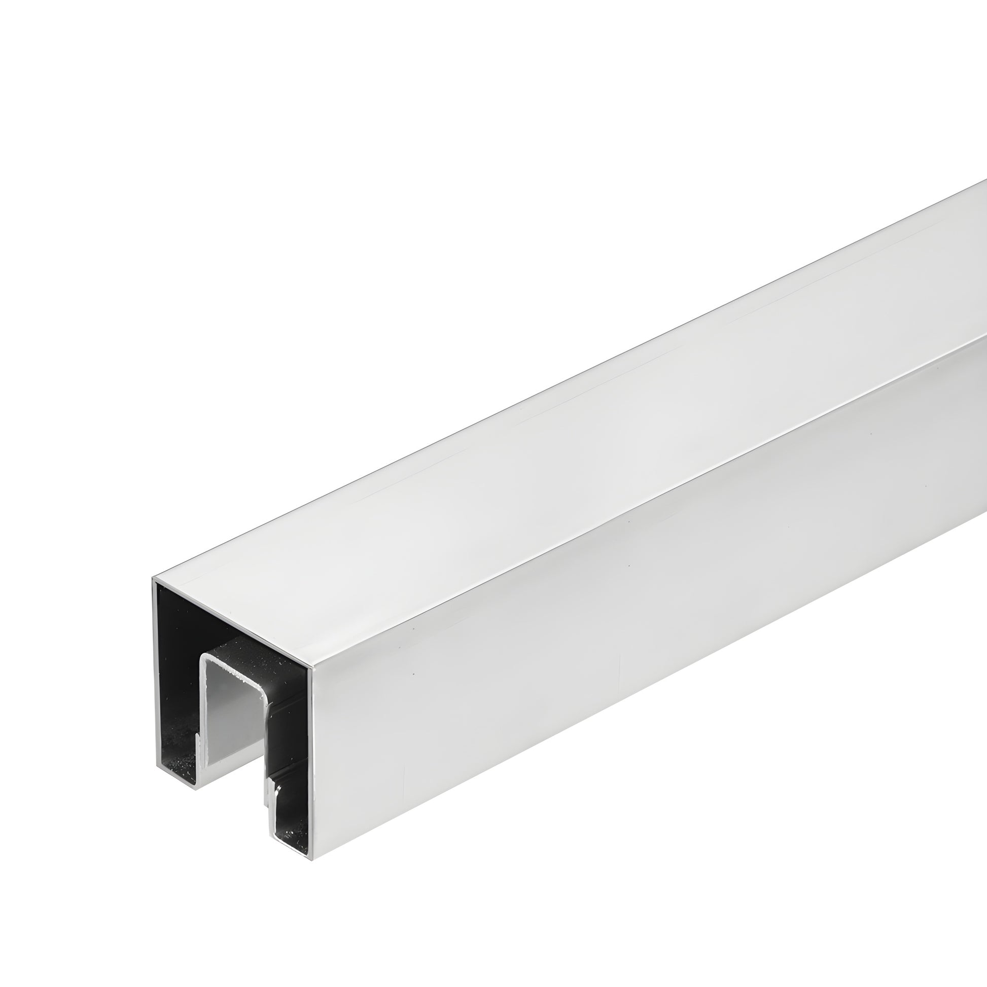 GRSC15BS brushed stainless steel 1-1/2" square cap rail for 1/2" (12mm) glass balustrades, 120" length