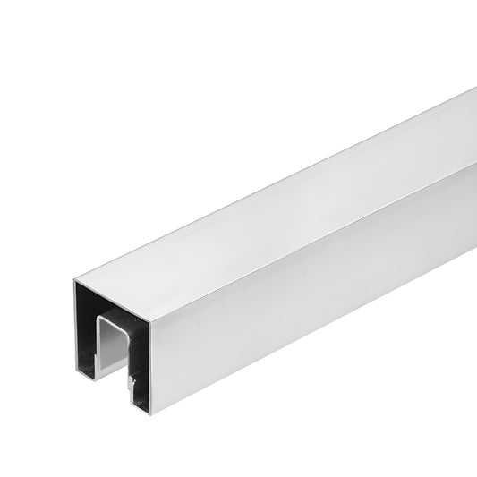 GRSC15BS brushed stainless steel 1-1/2" square cap rail for 1/2" (12mm) glass balustrades, 120" length
