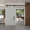 Hemisphere sliding door hardware kit LAT34HEMBLS - brushed stainless 96" track with concealed trolley for 3/8-1/2" glass