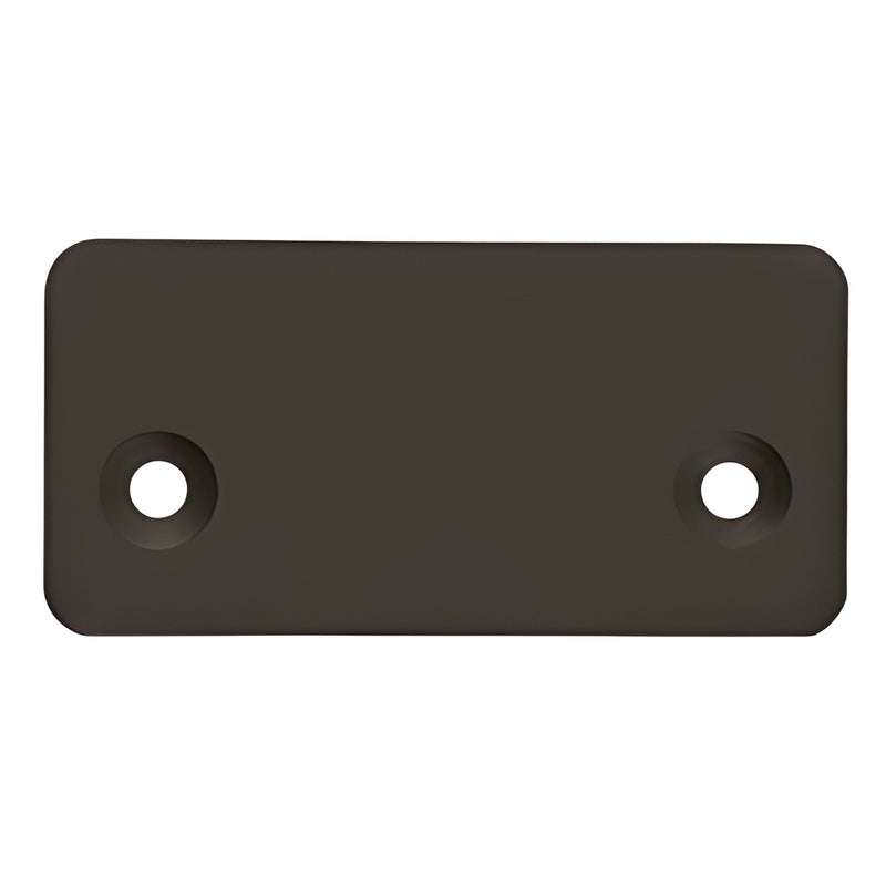 Matte bronze rectangular end cap for 200X rail, two countersunk screw holes - SKU 2XDECBRZ