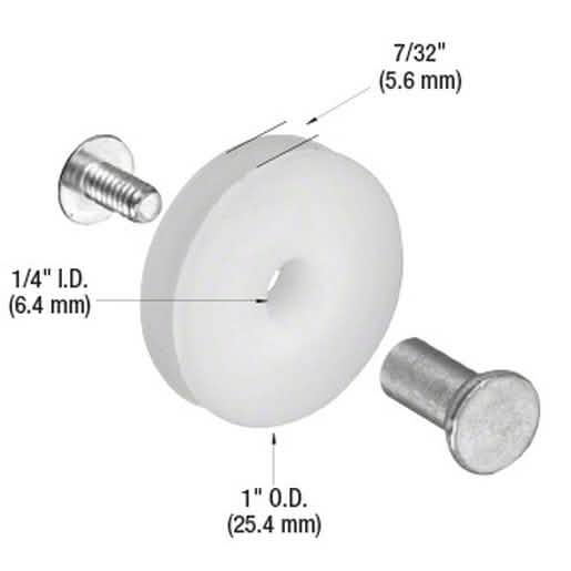 CRL 1" Nylon Sliding Screen Door Roller with Center Groove for Air Control Doors - Durable