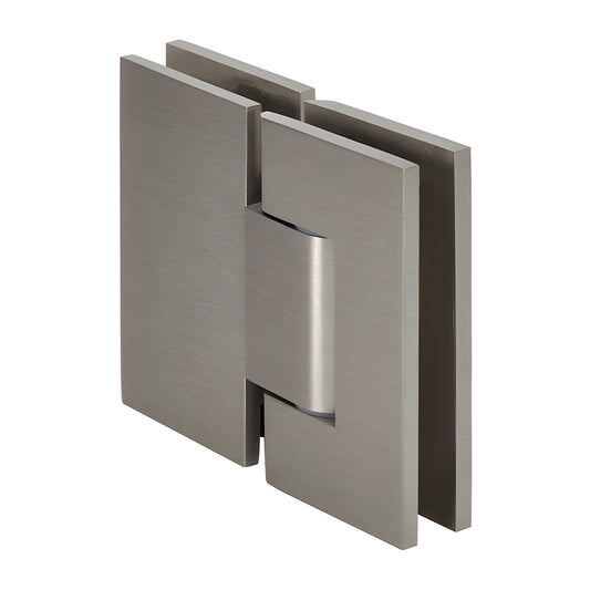 Brushed nickel adjustable glass-to-glass shower hinge GEN380BN, square-edge brass, for 8-12mm tempered glass