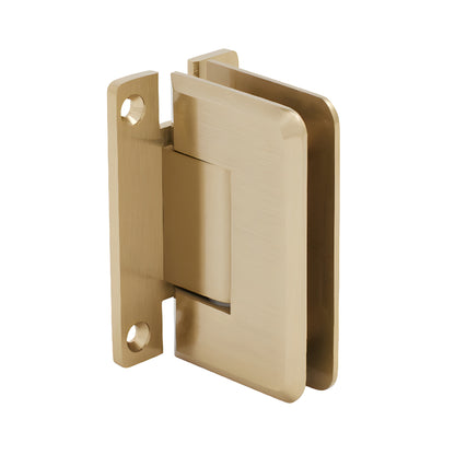 Brushed bronze solid brass Pinnacle shower hinge with H wall plate, beveled edges, for 8-12mm tempered glass.