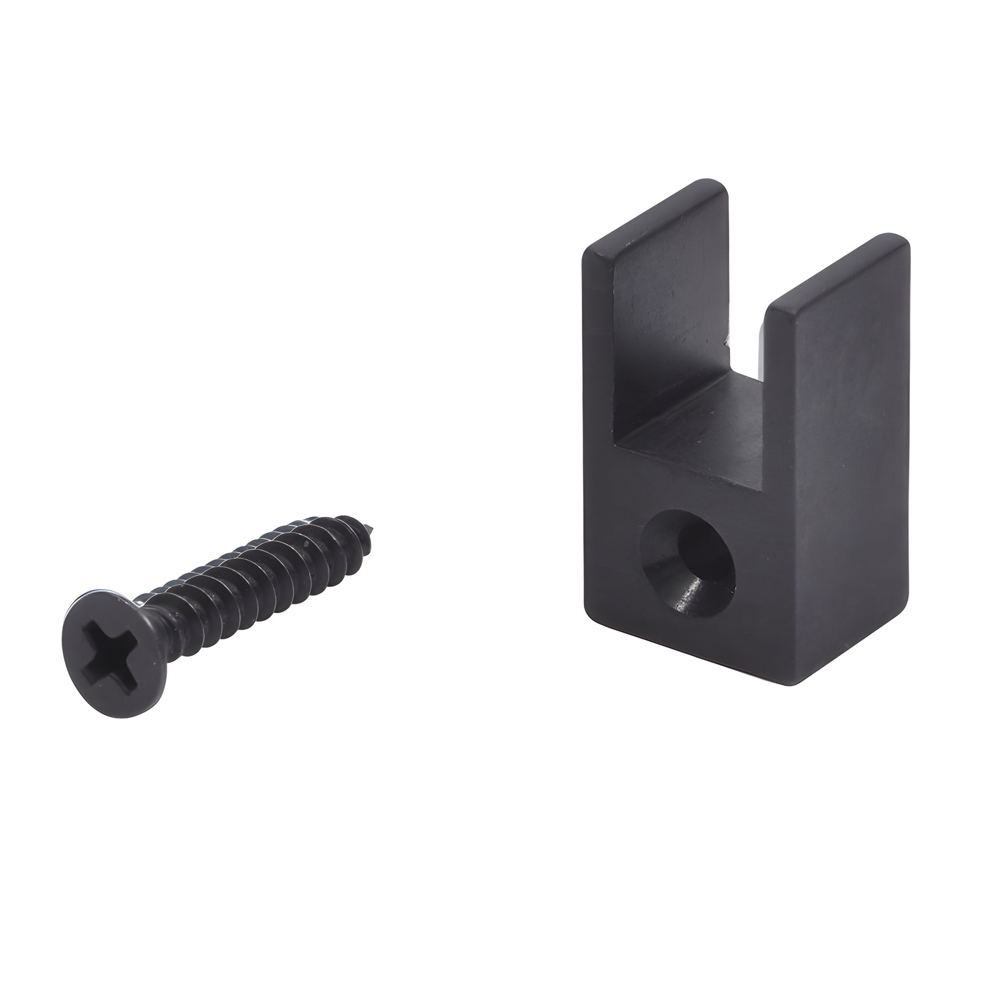 D697DU dark bronze anodized aluminum post saddle with single mounting screw for glass partition posts