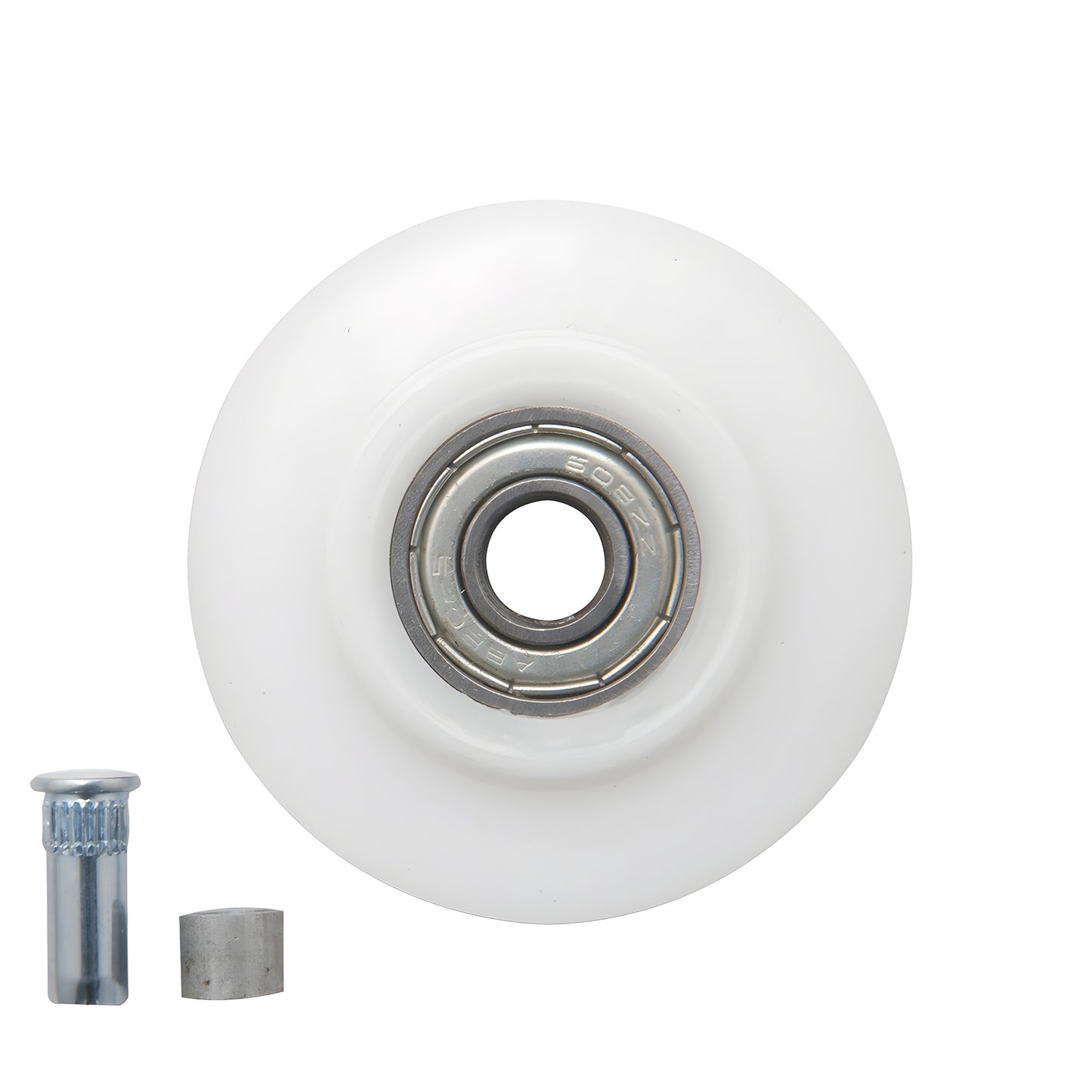White concave 2 in. nylon replacement wheel with steel ball bearing for spline roller tools (SKU WREPK7N)