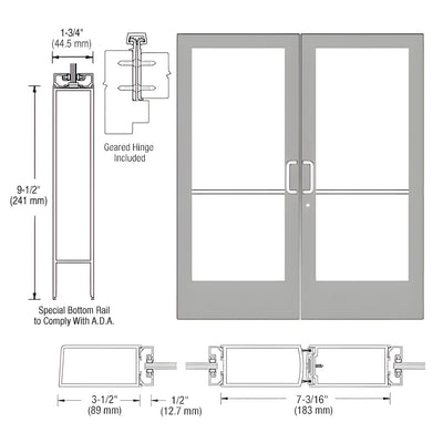 CRL-U.S. Aluminum Med-Stile Geared Hinge Pair for Surface-Mount Closers