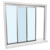 Florence 48x48 satin anodized sliding transaction window, two panels (one fixed, one sliding) with 1/4 clear tempered glass