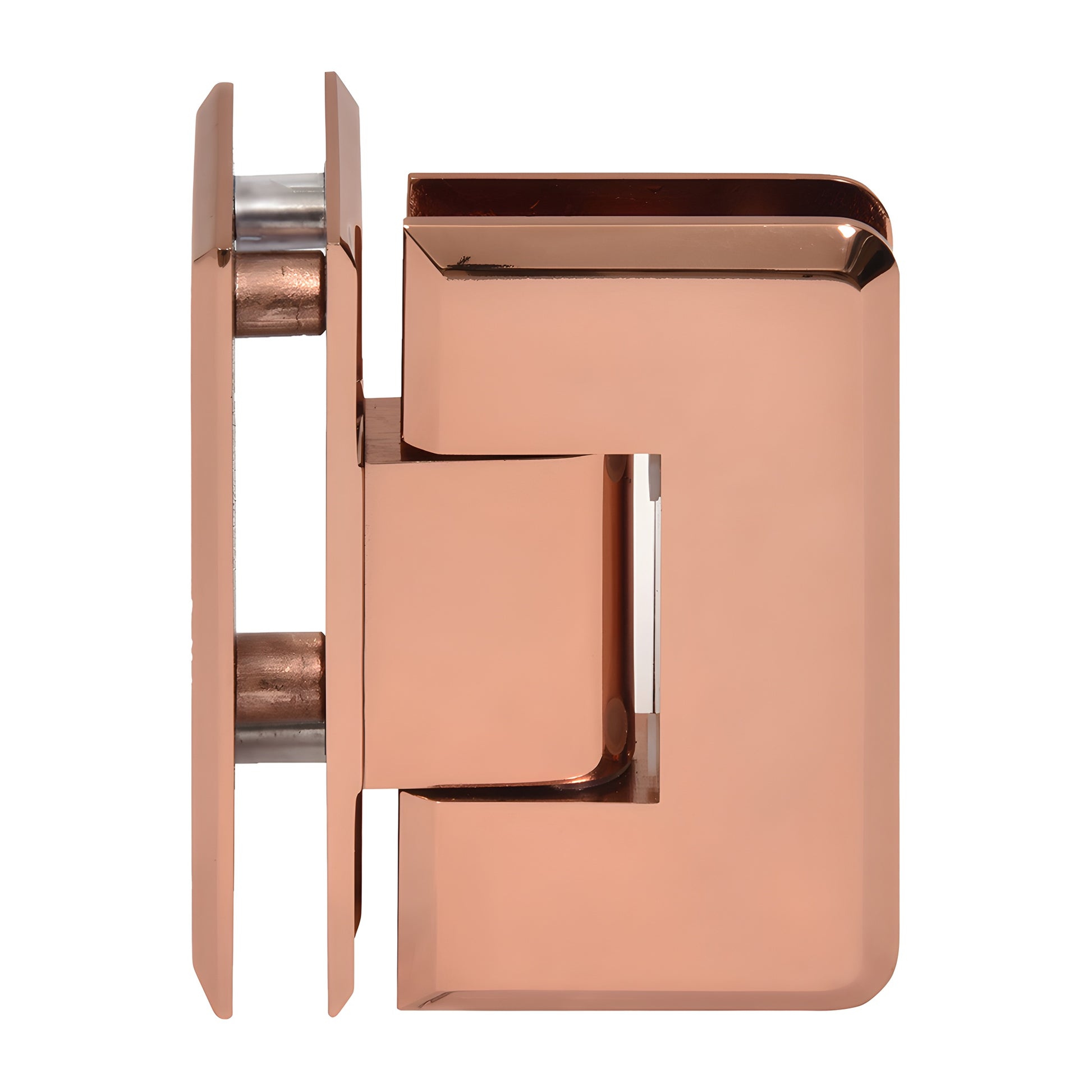 Rose gold beveled brass 90 glass-to-glass shower hinge, fits 10-12mm glass - SKU C0L092RG