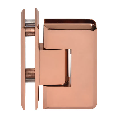 Rose gold beveled brass 90 glass-to-glass shower hinge, fits 10-12mm glass - SKU C0L092RG