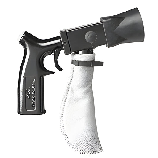 CRL Mini-Spot glass etcher blaster (SKU 2135264) handheld pistol with ceramic nozzle and white abrasive recovery boot
