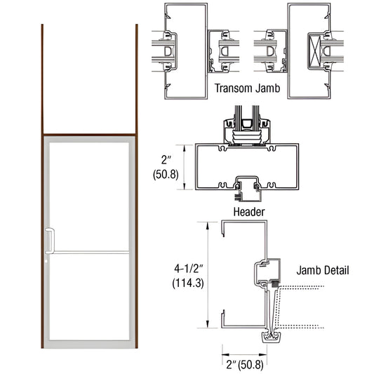 Complete aluminum transom frame (SKU 0B81522L36), black bronze anodized, for 36x84 butt-hinge door with threshold.