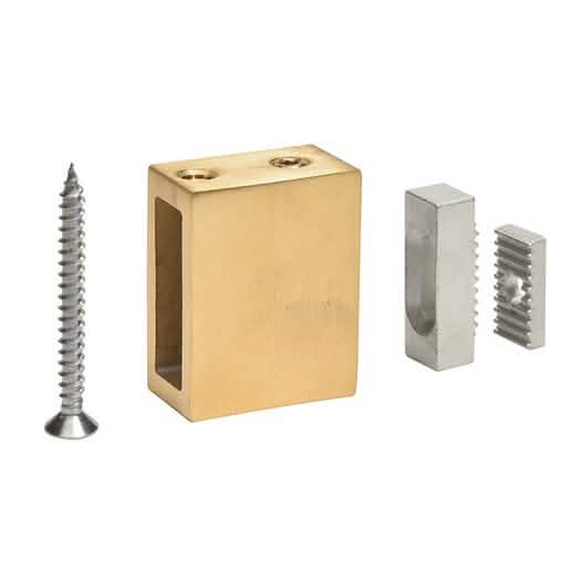 CRL Satin Brass Adjustable Height Track Holder Fitting for Wall - 2 Pack, Sleek Design