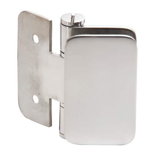 Polished stainless Zurich 03 Series wall mount inswing hinge for sleek door fittings.