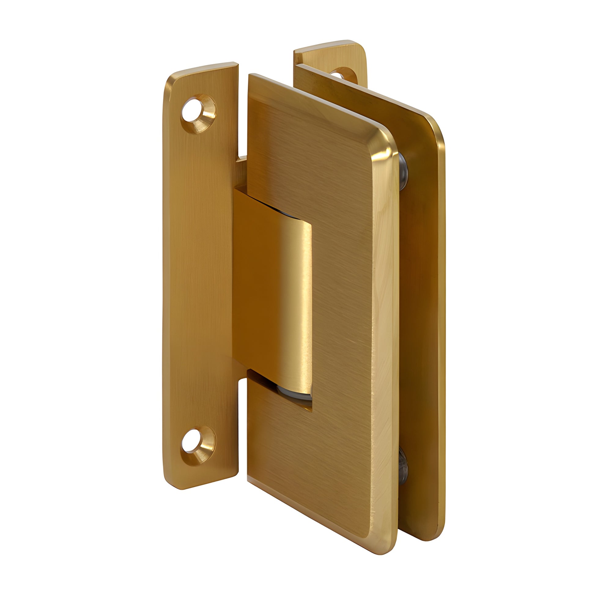 Satin brass adjustable shower door hinge (Cologne series) SKU C0L337SB, solid brass wall-mount hinge for 10-12mm glass