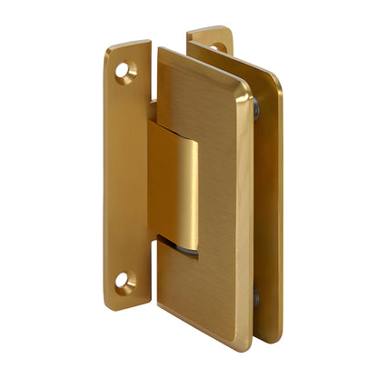 Satin brass adjustable shower door hinge (Cologne series) SKU C0L337SB, solid brass wall-mount hinge for 10-12mm glass
