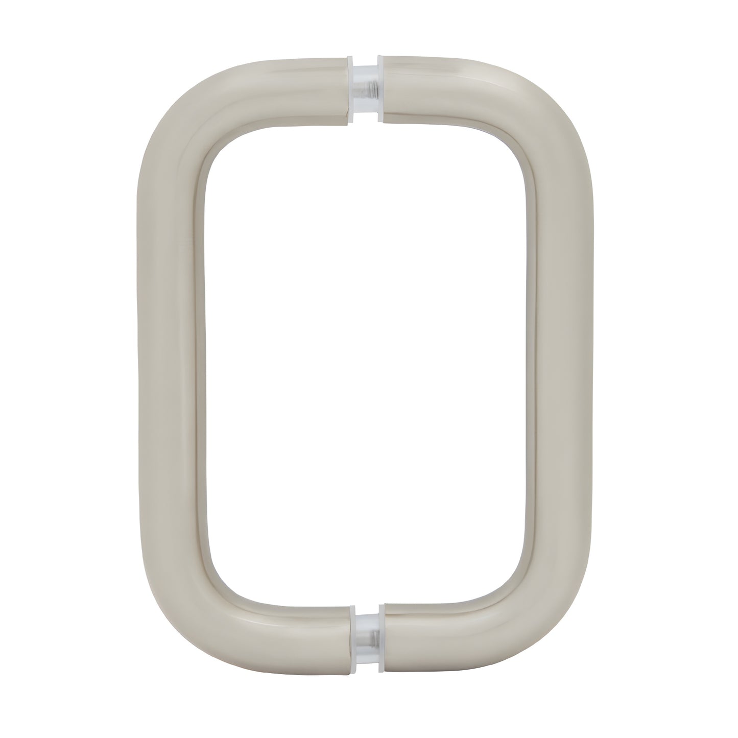 BPD6BN squared U-shaped solid brass pull handle, 3/4" dia, brushed nickel, for 1/4-1/2" glass (6" c-c)