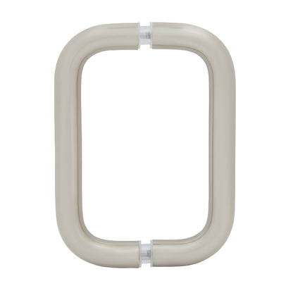 BPD6BN squared U-shaped solid brass pull handle, 3/4" dia, brushed nickel, for 1/4-1/2" glass (6" c-c)
