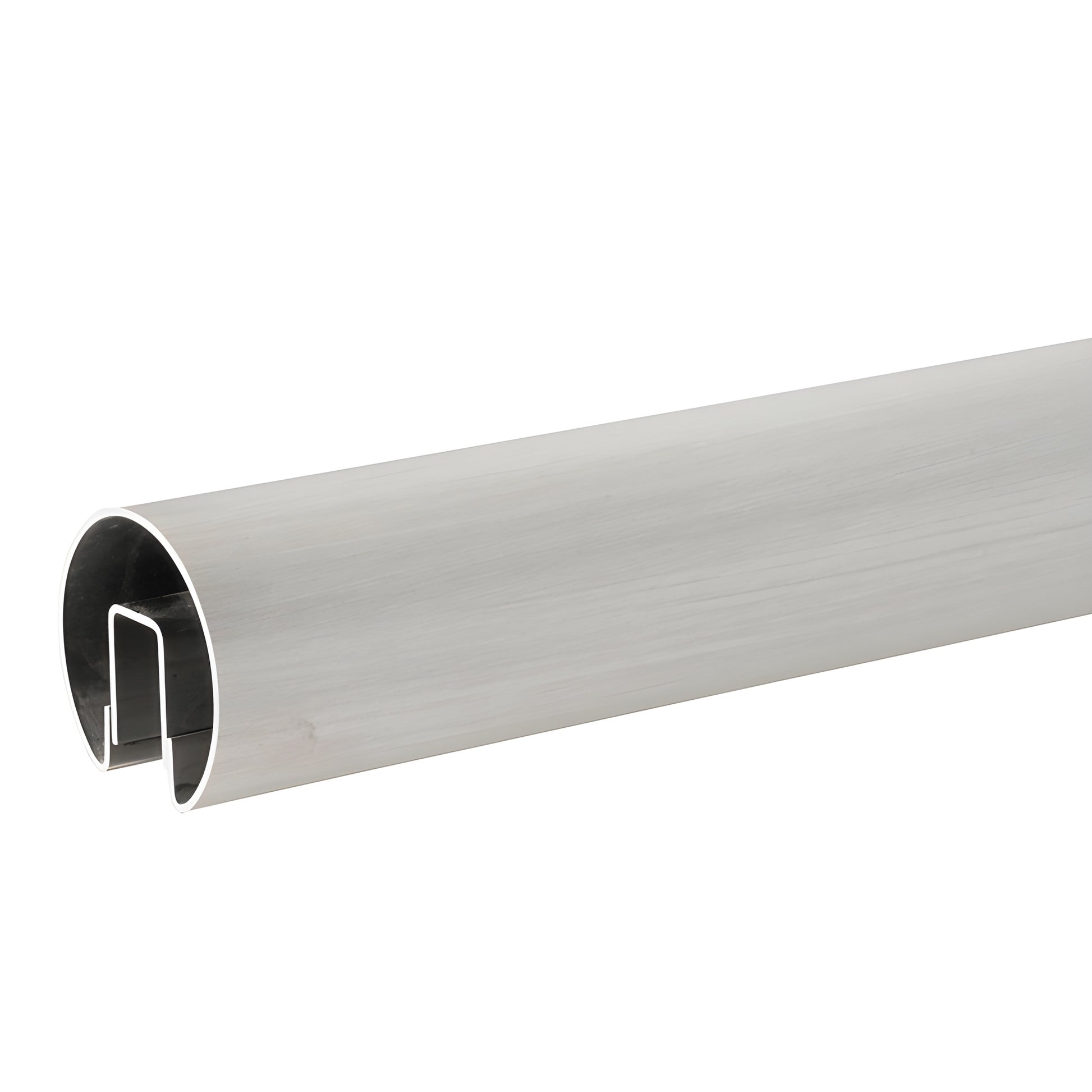 GR25BS14 brushed stainless steel 2-1/2 in. premium cap rail section with welded internal channel