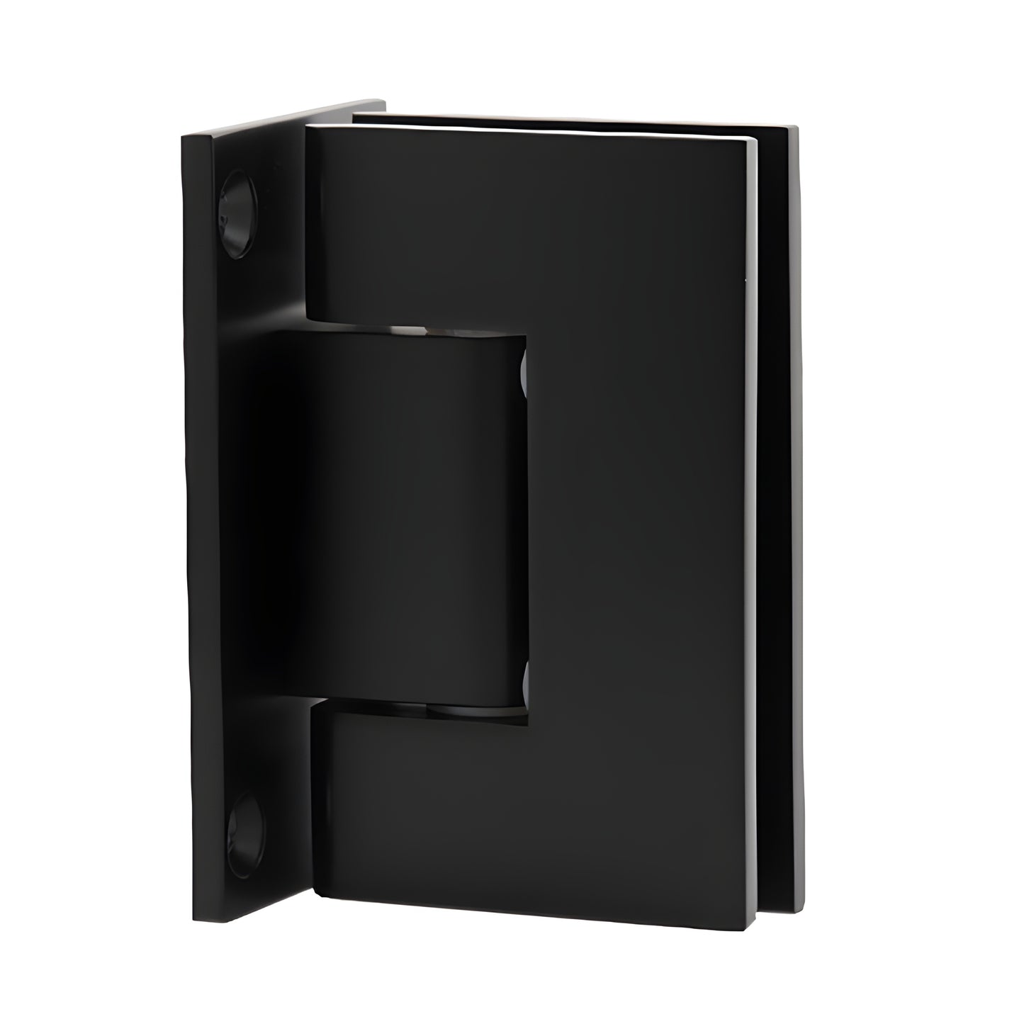 GEN037 matte black brass Geneva shower door hinge, wall mount full back plate, fits 8-12mm tempered glass, self centering