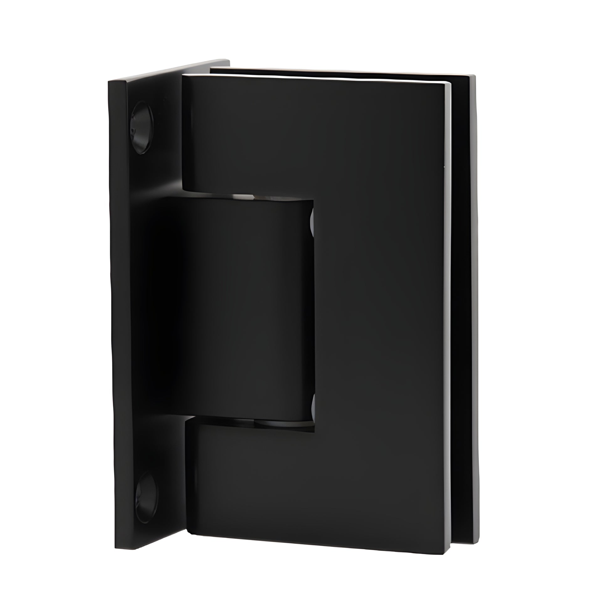GEN037 matte black brass Geneva shower door hinge, wall mount full back plate, fits 8-12mm tempered glass, self centering