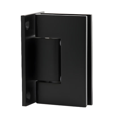GEN037 matte black brass Geneva shower door hinge, wall mount full back plate, fits 8-12mm tempered glass, self centering