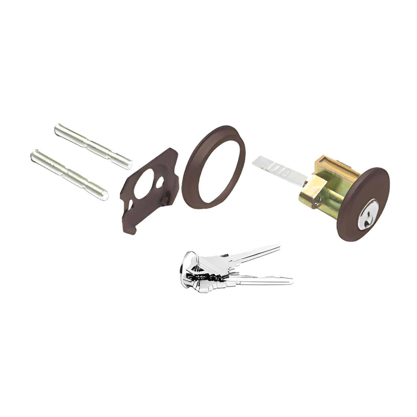 Dark bronze CRL rim cylinder kit (SKU DL911SCKDDU) with Schlage C keyway, two keys, gaskets and breakaway screws.