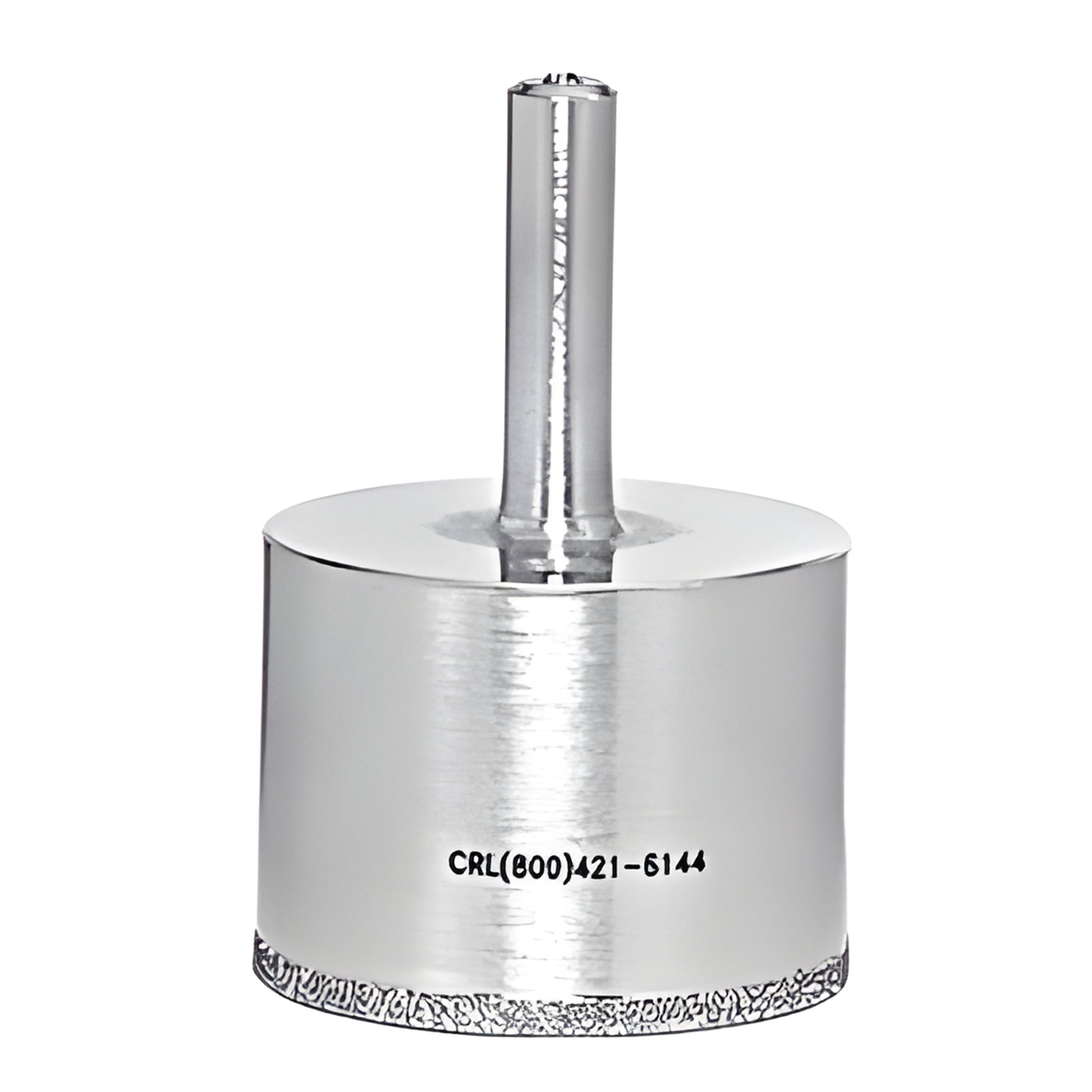 Single-layer diamond glass drill bit, chrome finish, reduced round shank. SKU SRDD2, 2 in.