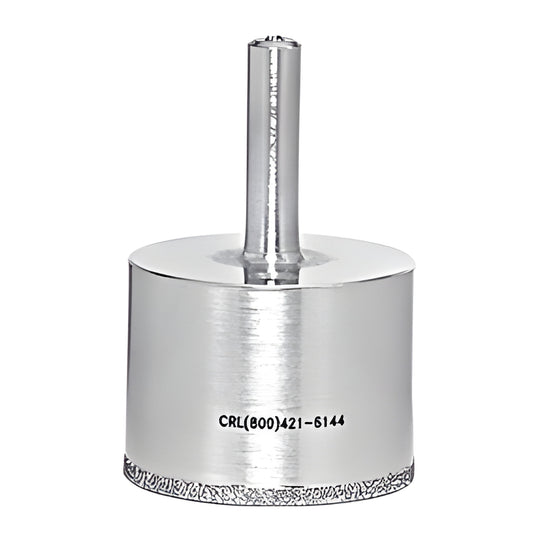 Single-layer diamond glass drill bit, chrome finish, reduced round shank. SKU SRDD2, 2 in.