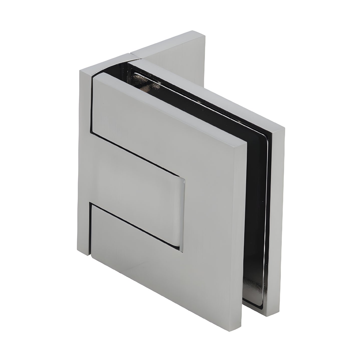 PAL044BN Palermo series brushed-nickel square glass shower door hinge, wall-mount, fits 10-12mm glass.