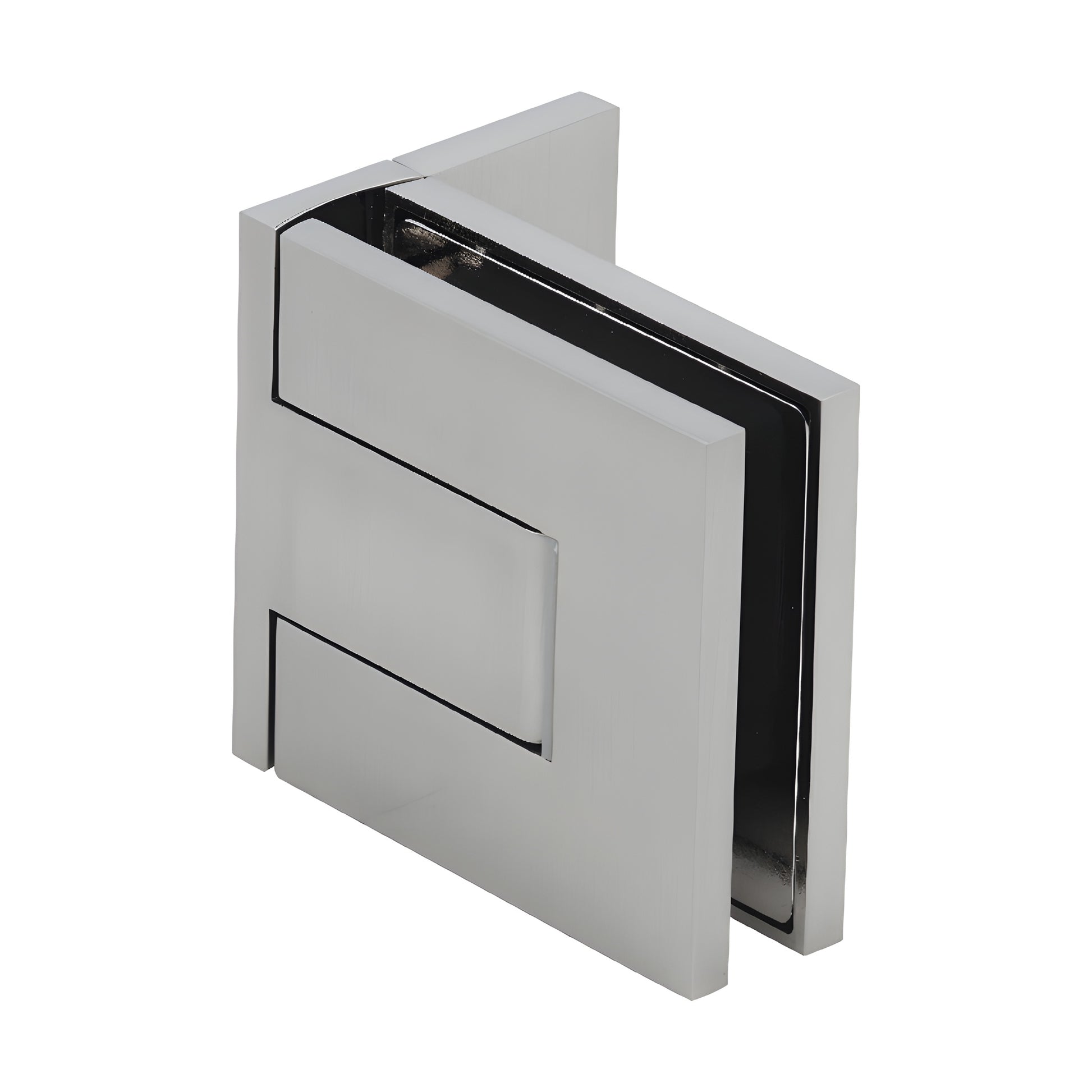 PAL044BN Palermo series brushed-nickel square glass shower door hinge, wall-mount, fits 10-12mm glass.