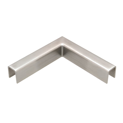 Brushed stainless 90 slip-fit cap rail corner for 1/2" or 5/8" glass, 316 stainless (SKU GRL10HBS)