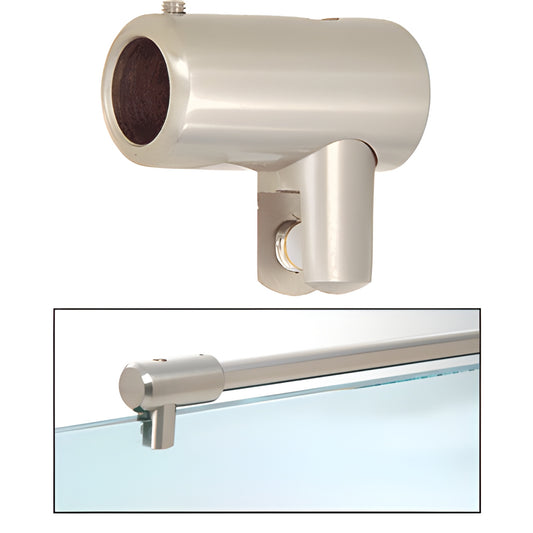 Brushed nickel CRL U-bracket (SKU S4BN) for support bar, fits 6/8mm tempered glass, low-profile.