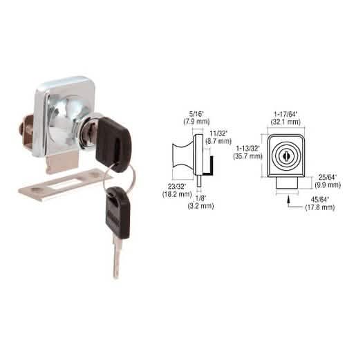 CRL Chrome Lock for 1/4" Glass Cabinet Door, Secure Lock, Randomly Keyed, Sleek Design