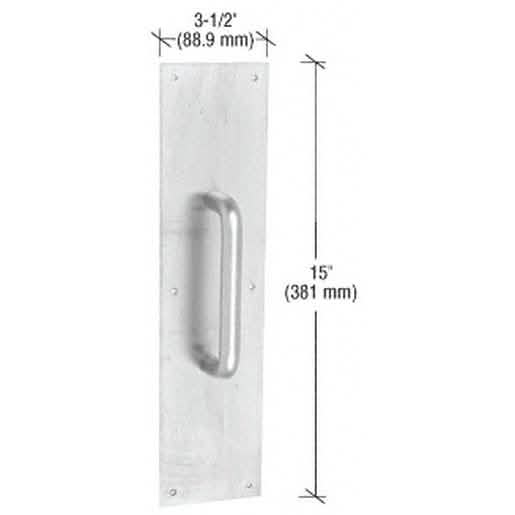 CRL Satin Aluminum 15" Plate with 6" Round Handle Pull - Sleek, Durable Door Accessory