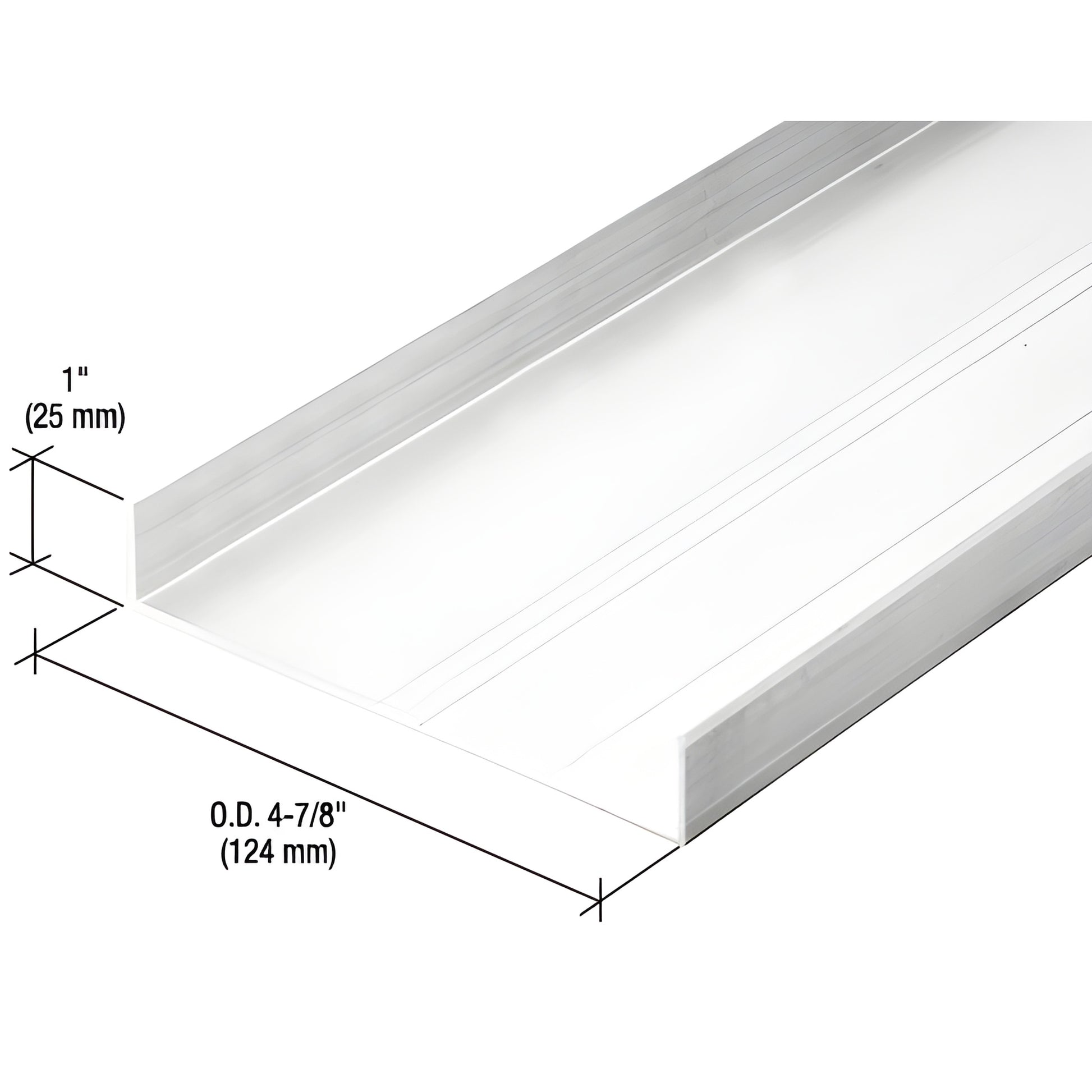 Aluminum CRL 487 office partition extrusion channel, silver finish, 1" tall 4 7/8" wide, for sidelites/partitions.