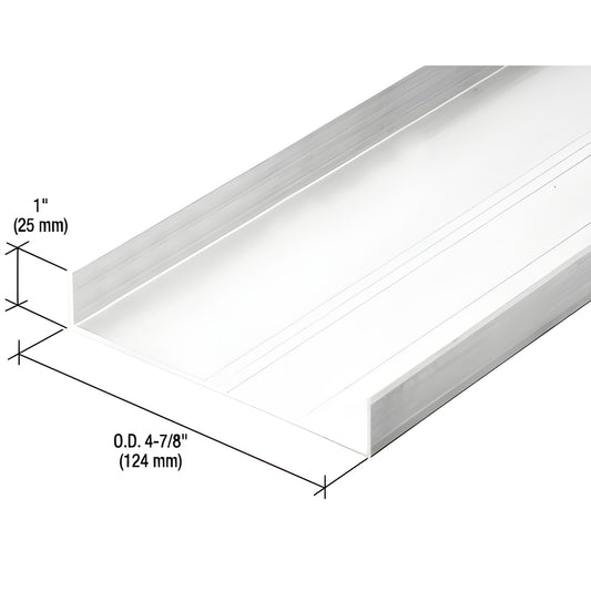 Aluminum CRL 487 office partition extrusion channel, silver finish, 1" tall 4 7/8" wide, for sidelites/partitions.