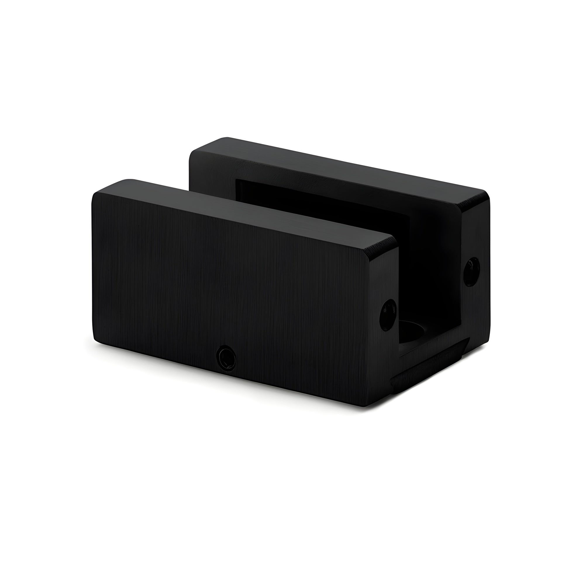 Latitude 34 adjustable door guide, fits 3/8 to 1/2 in glass, black stainless finish