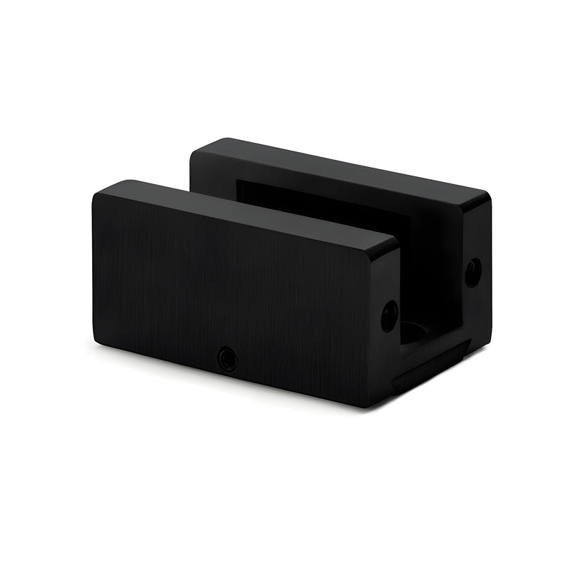 Latitude 34 adjustable door guide, fits 3/8 to 1/2 in glass, black stainless finish